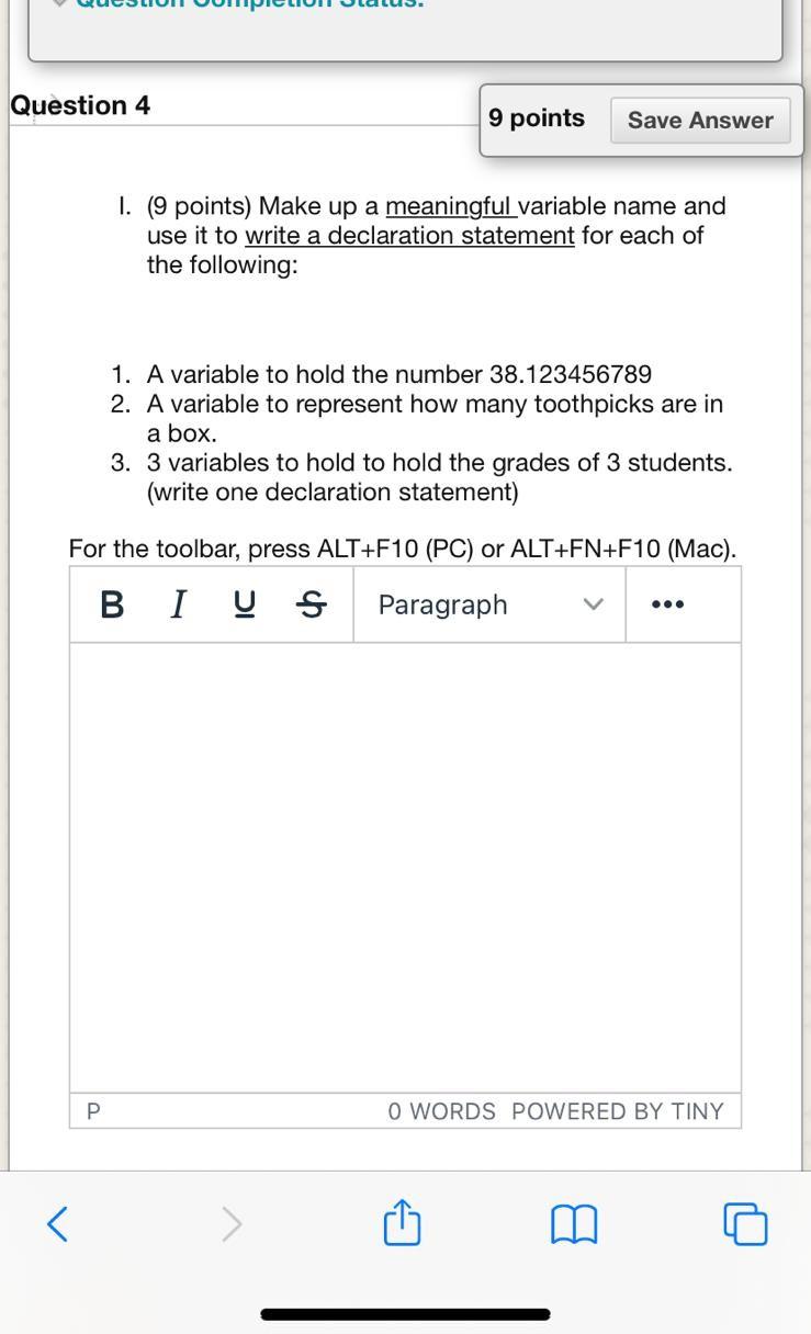  Question 4 9 points Save Answer 1. (9 points) Make up