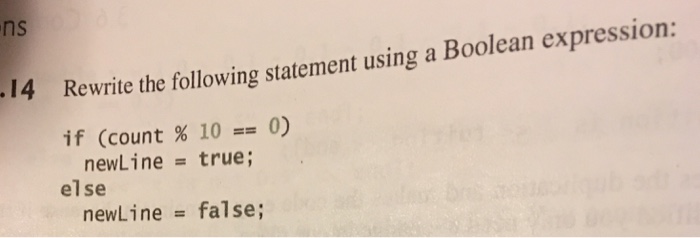  ns 14 Rewrite the following statement using a Boolean expression: if