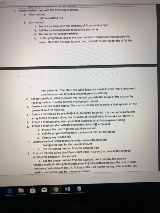 an ATM machine. In this program a main menu will be displayed,