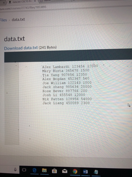 Deposit 4. Exit Based on the user's choice your program should display