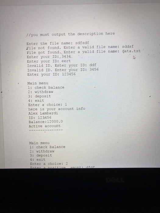 the information. Note: A data file data.txt has been provided Here are