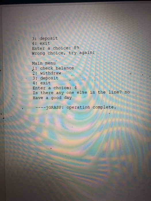 the given info getid): id +getBalancel: balance// returns the balance +getName): name