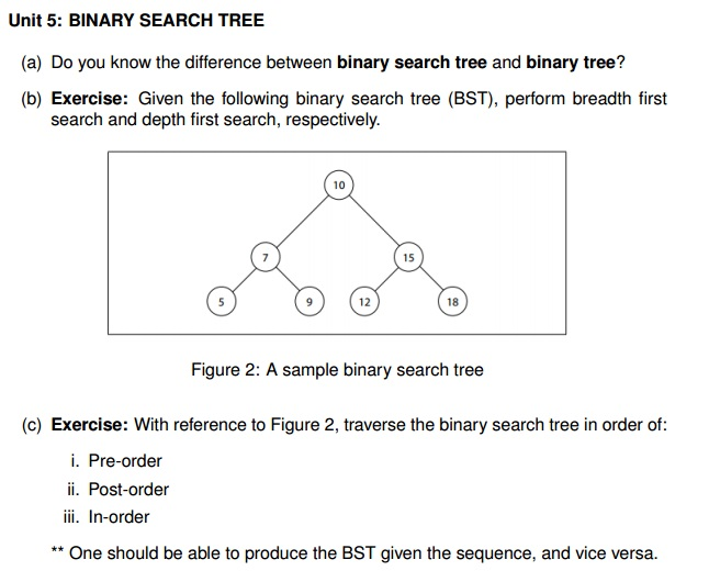  (a) Do you know the difference between binary search tree and