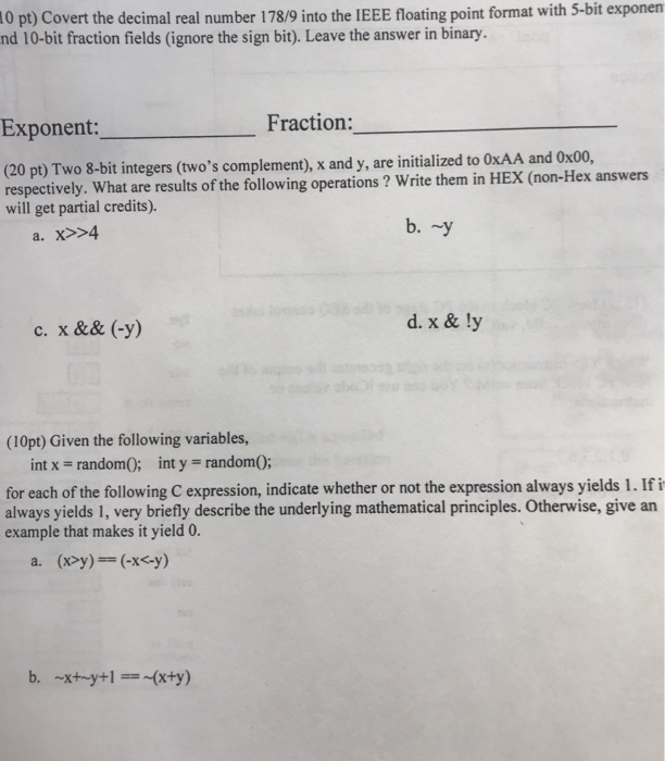  Assembly Language Programming exponen 0 pt) Covert the decimal real number