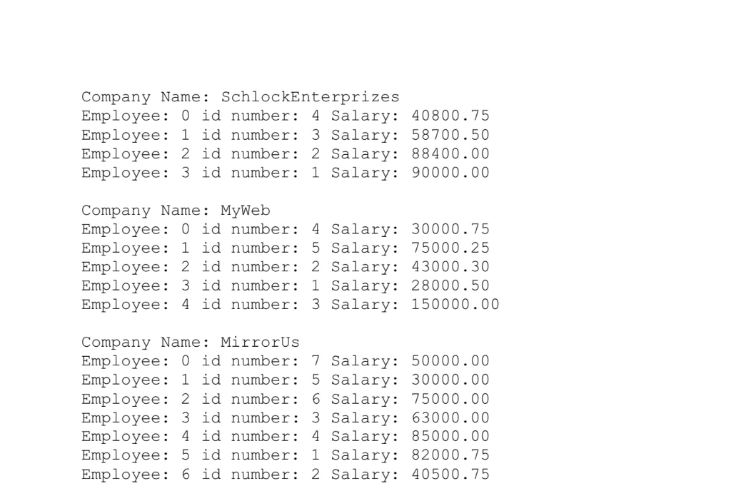 the company object so it can accept up to 15 employee id's
