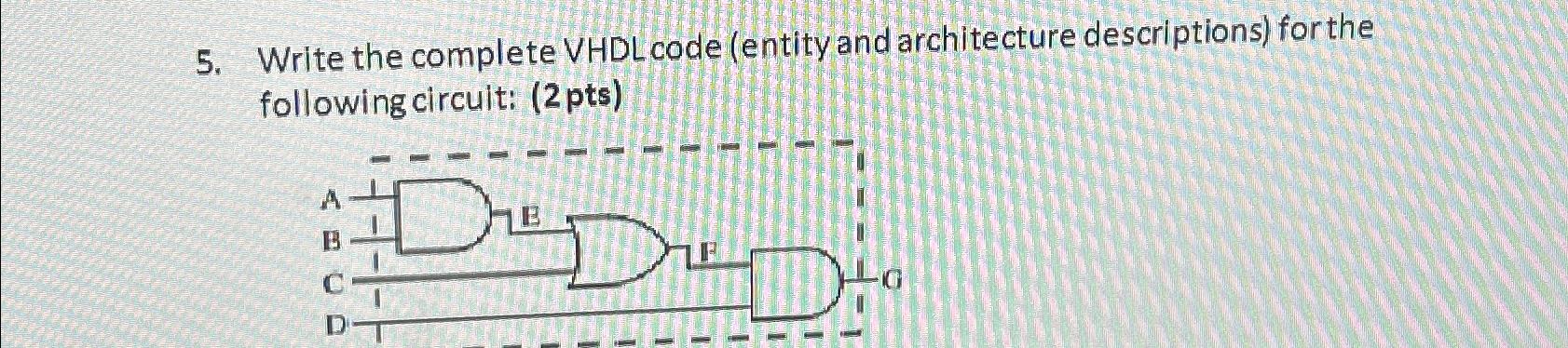  Write the complete VHDL code (entity and architecture descriptions) for the