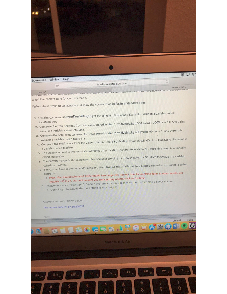 the current time from your system in Eastern Standard Time (EST) and