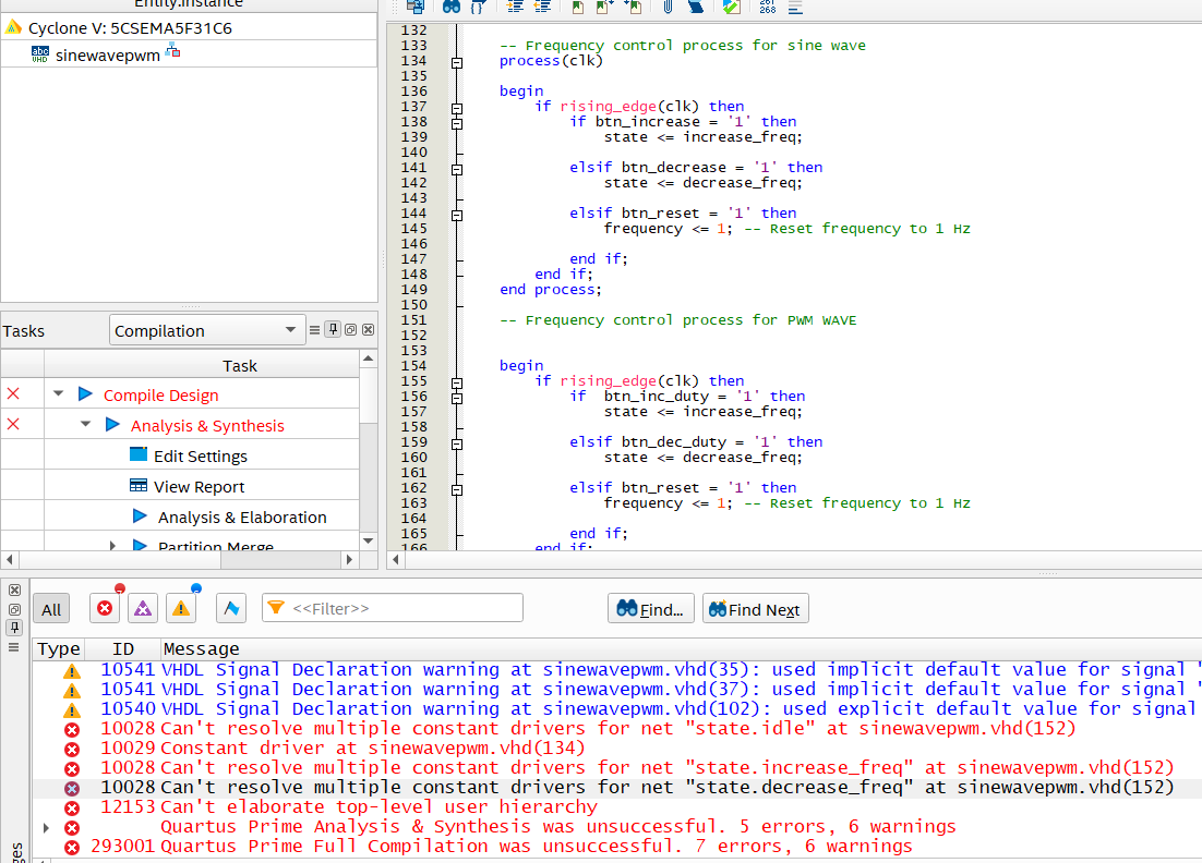  -- Frequency control process for sine wave process(clk) begin if rising_edge(clk)