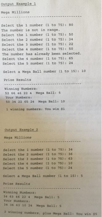 are the rules: 1) The person must guess 5 numbers from 1