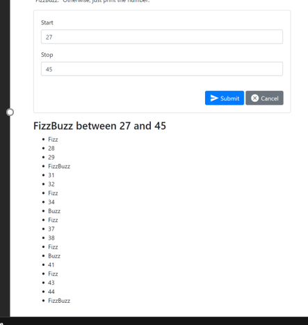 Write a solution to the FizzBuzz problem. The FizzBuzz problem is a