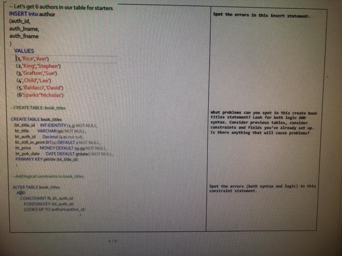 in Constraint statement our table for starters 9 NSERT into author Kauth_jd