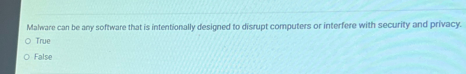  Malware can be any software that is intentionally designed to disrupt