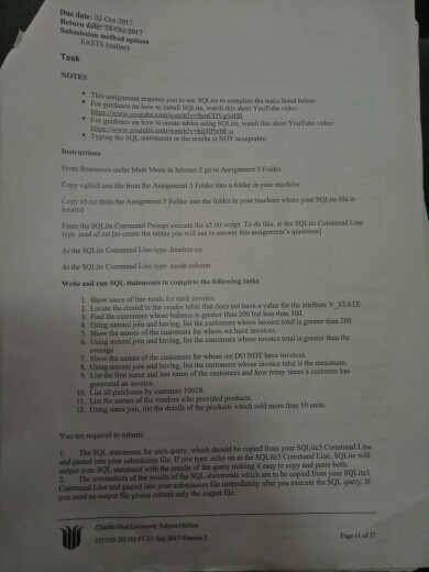  Dhac date: 12-Oks-2017 Return dte: 24-400-2017 Sabeaission method nptines EASTS (ooliag)