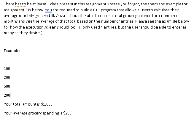  Using this code, please create a class that satisfies the prompt,