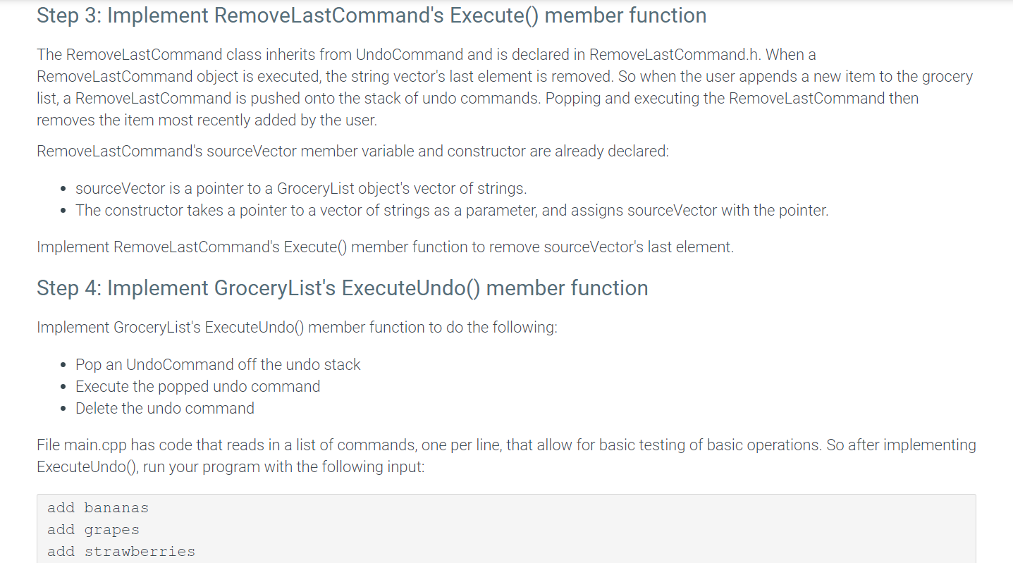 "GroceryList.h" using namespace std; bool ParseIndices(std::string str, int& outIndex1, int& outIndex2); int