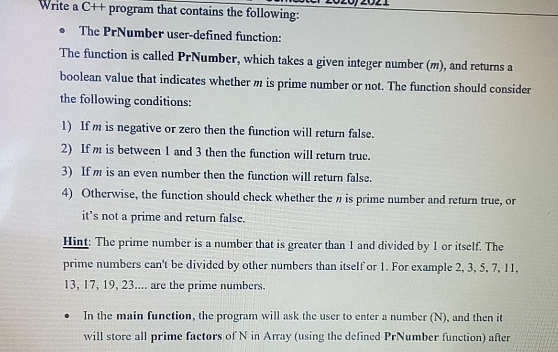 Write a C++ program that contains the following: The PrNumber user-defined function: