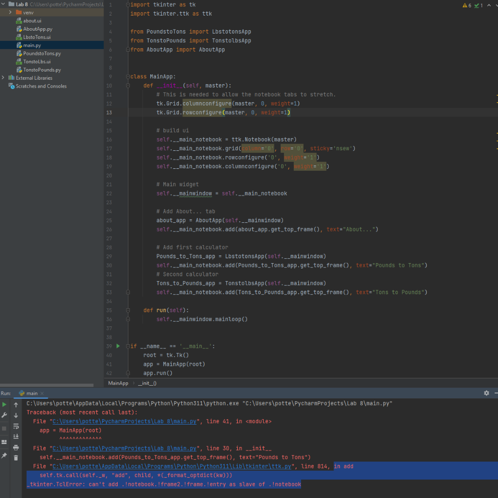 What am i doing wrong in this code. This is the main.py