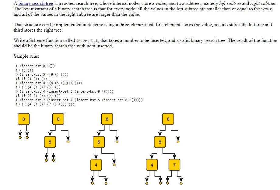 Scheme Programming Language You may define extra functions if needed. Write your