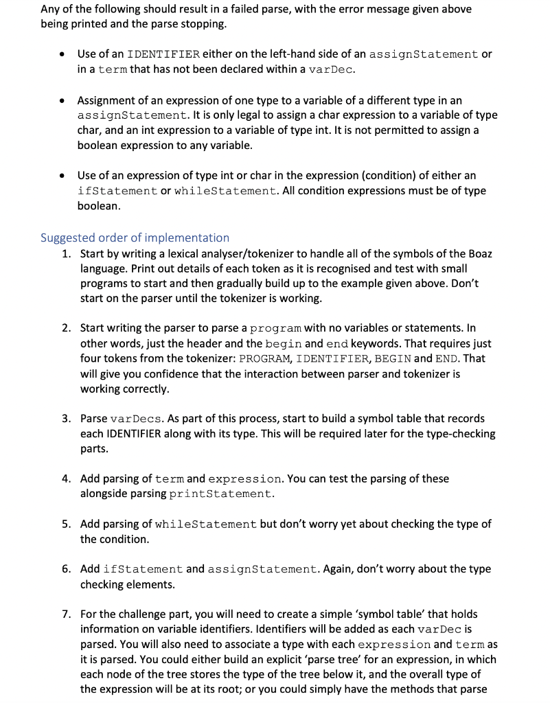 ends in a '.boaz' suffix. Your program must analyse a single Boaz