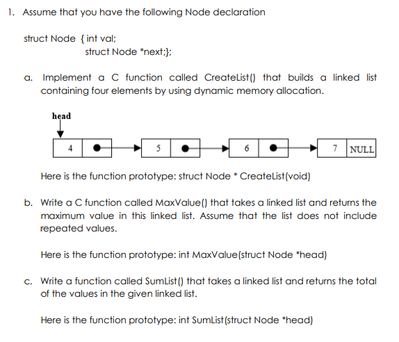  In C, can you write this code please? 1. Assume that