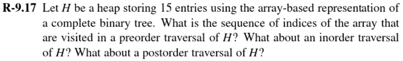 R-9.17 Let H be a heap storing 15 entries using the
