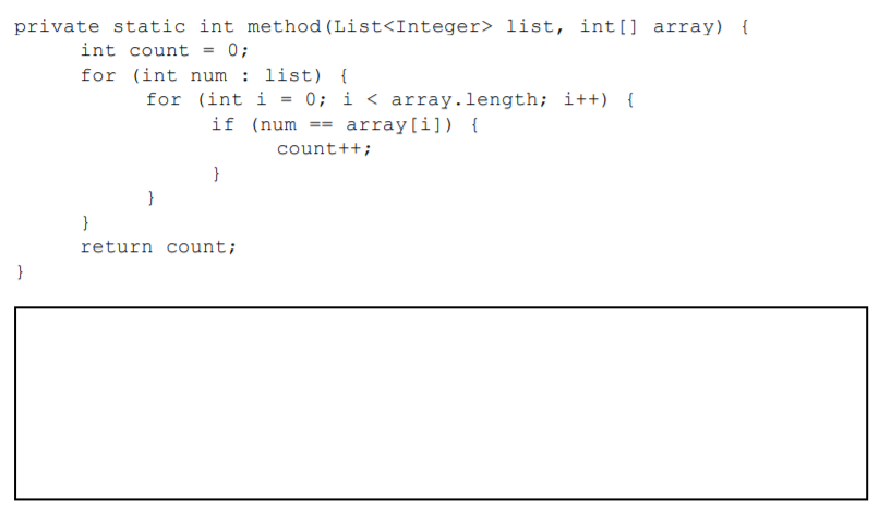 give the runtime efficiency in Big O notation for the below code