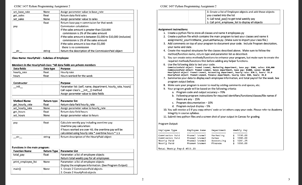  CoSC: 1437 Python Progrumaing Assignueat 2 COSC. 1437 Python Progrumming Assignment
