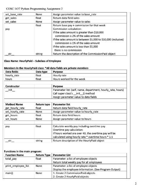 pay 5. Call print_employee_list to display all objects Assignment instructions: 1. Create