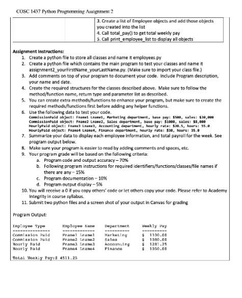 a python file to store all dasses and name it employees.py 2.
