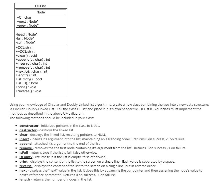 C++ Please! Using your knowledge of Circular and Doubly-Linked list algorithms, create