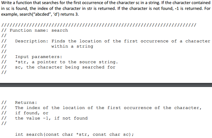 Do not call any library functions and use C language Write a