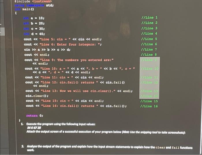 the lab title above, input the code implemented below: /* Authorlak. #include
