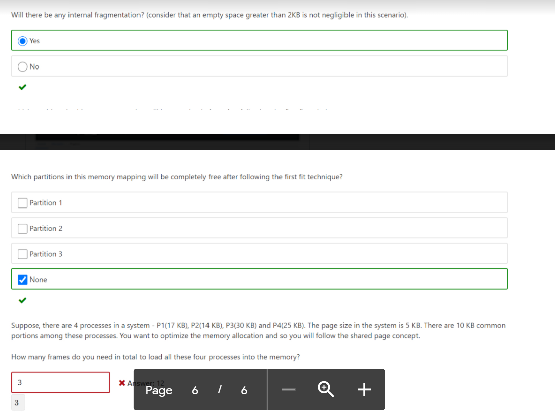 system. Size of the processes and partitions are shown in the picture.