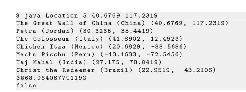 a location on Earth and supports the following API: Problem 3. (Geo
