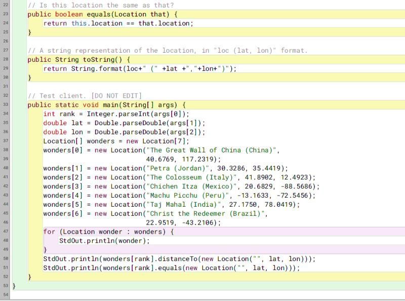 location on Earth and supports the following API method Location(String loc, double