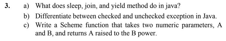  3. a) What does sleep, join, and yield method do in