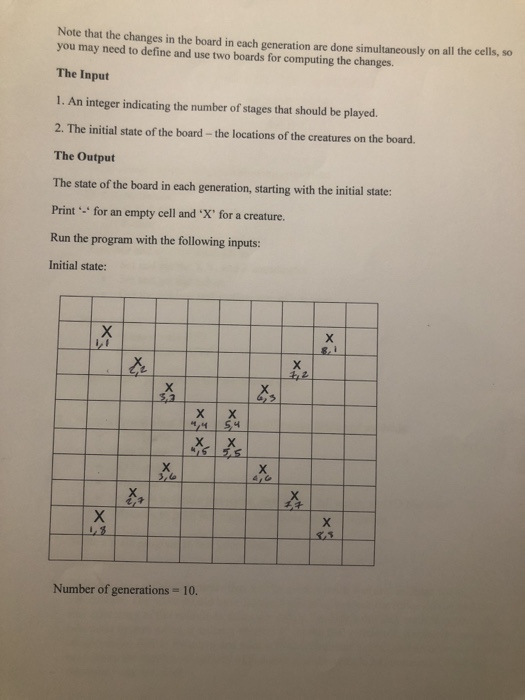 board and has 10 generations Project The Game of Life The life