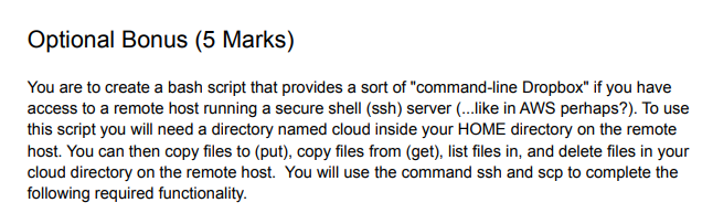  Optional Bonus (5 Marks) You are to create a bash script