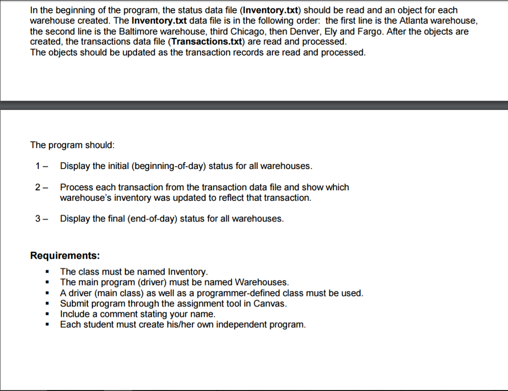 Denver, Ely and Fargo) and sells five different items (identified by part