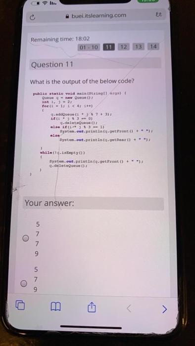  buei.itslearning.com EE Remaining time: 18:02 01 - 10 11 12 13