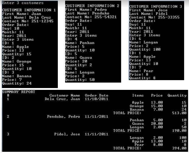 figure A.The program will ask to input three customers information. Each customer