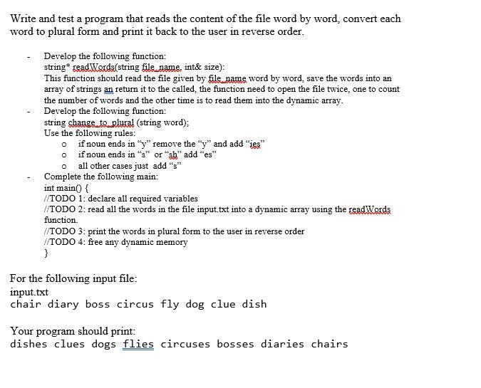 C++ ONLY PLEASE Write and test a program that reads the content