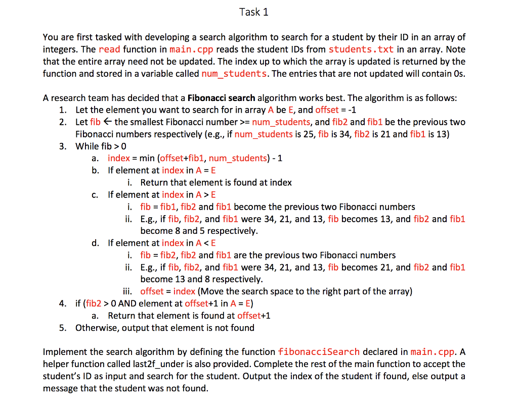  Task 1 You are first tasked with developing a search algorithm