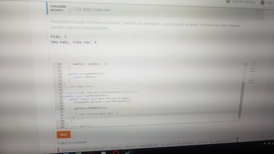 method, and print again, outputting text as below. End each line with