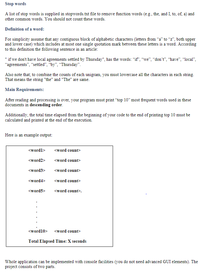 application that reads and counts unique words used in documents: articles, chapters,