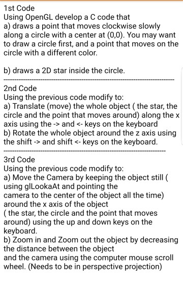  1st Code Using OpenGL develop a C code that a) draws
