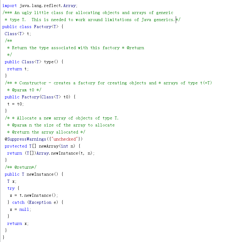 the factory class import java. util. AbstractList Fourque: an implementation of the