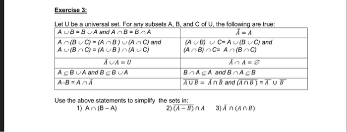  please help me out Exercise 3: Let U be a universal
