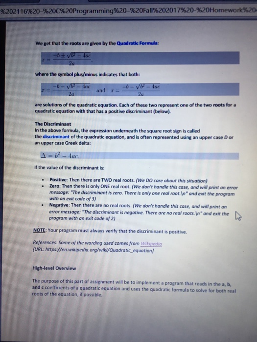 1 #define EXIT_DISCRIMINANT_NEGATIVE 2 #define EXIT_DISCRIMINANT_ZERO 3 int main(); double myreaddouble(); //