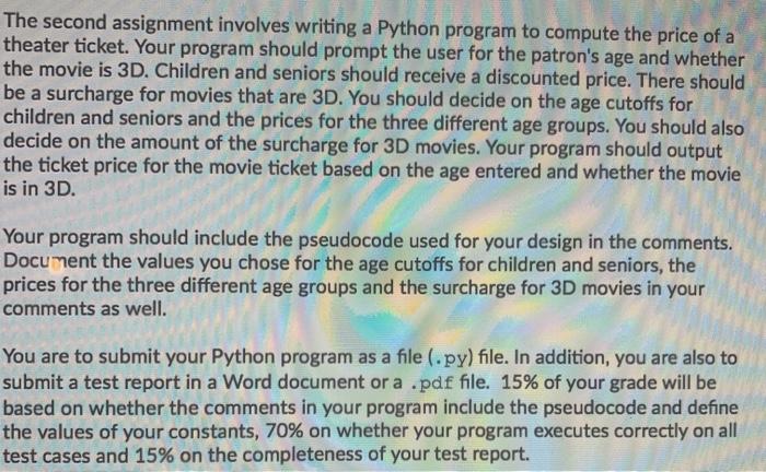 please show me how to input this in python The second assignment